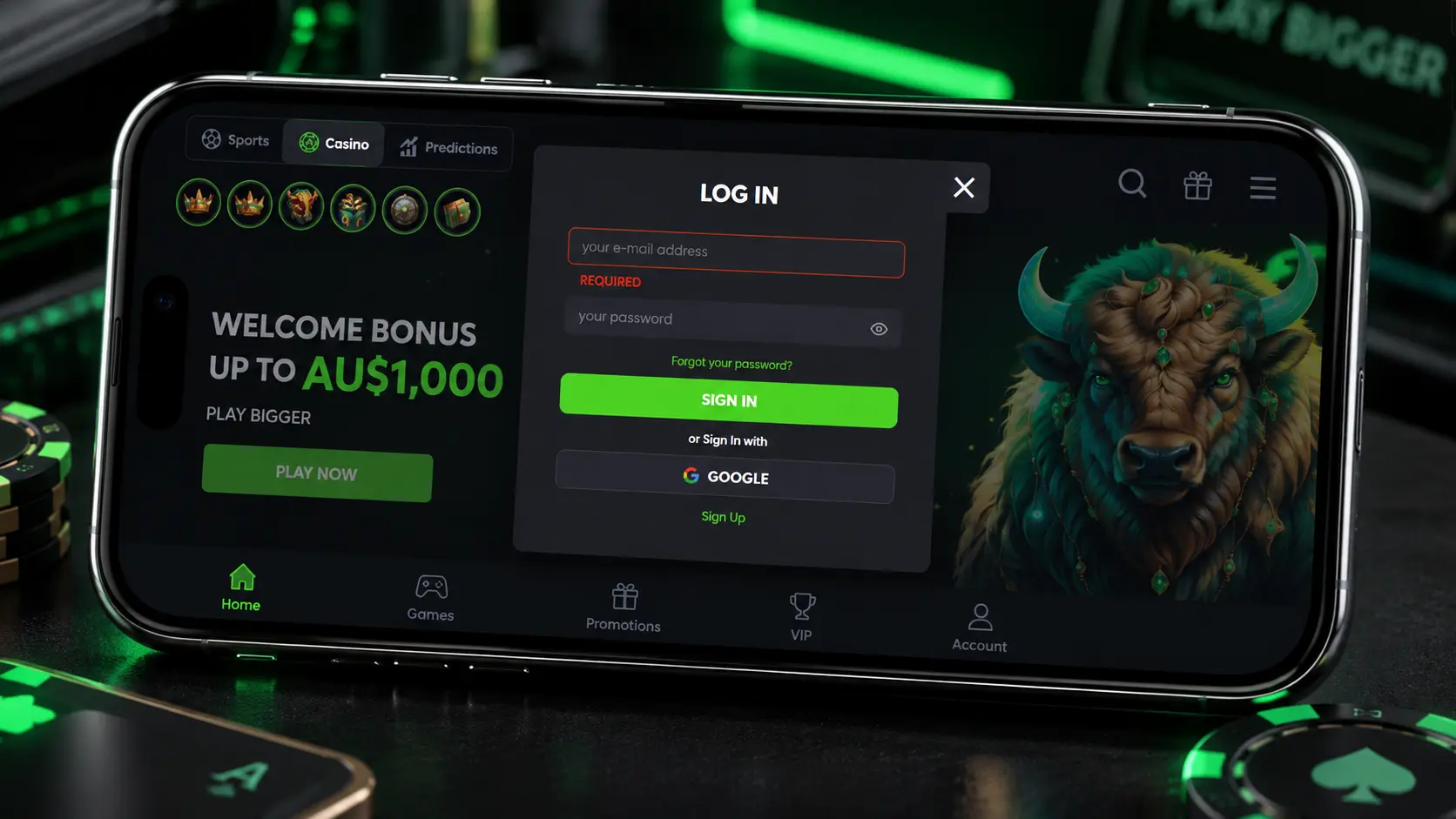 NeoSpin Casino app login on mobile devices