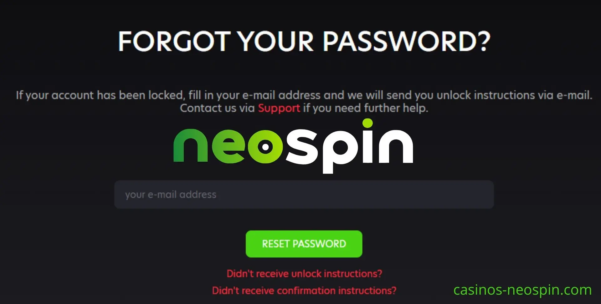 NeoSpin Casino registration and account access